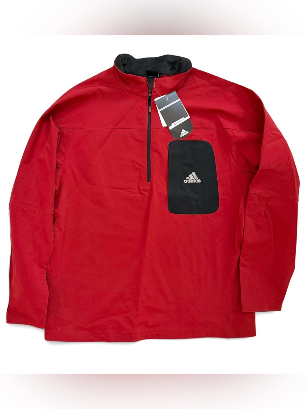 Adidas 1/4 Zip Windbreaker Pullover Men's Large Red/Black Mock Neck Nylon Blend